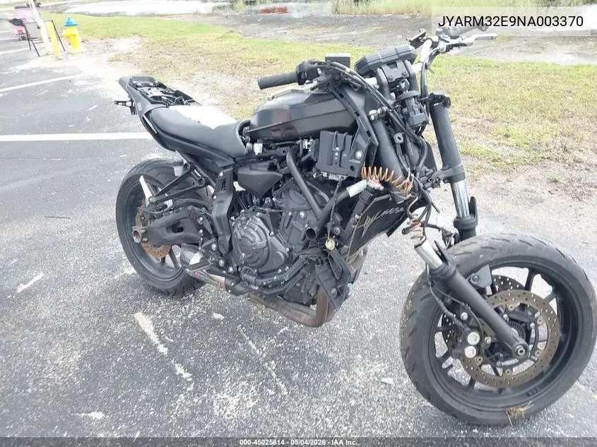 2022 Yamaha Mt07 VIN: JYARM32E9NA003370 Lot: 45025614