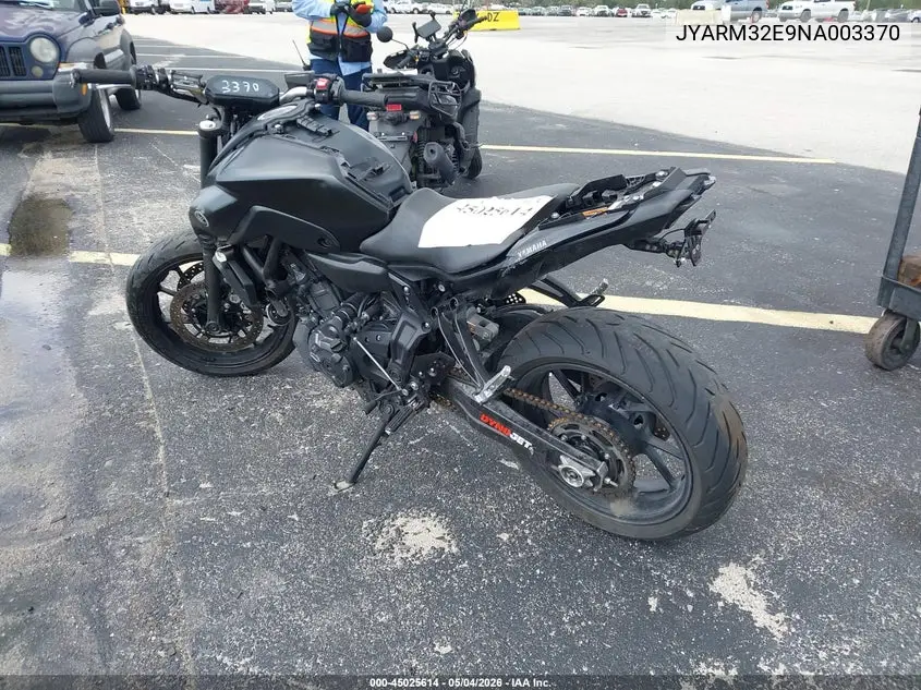 2022 Yamaha Mt07 VIN: JYARM32E9NA003370 Lot: 45025614