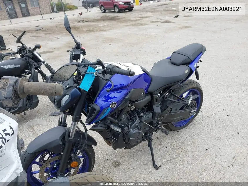 2022 Yamaha Mt07 VIN: JYARM32E9NA003921 Lot: 45183854