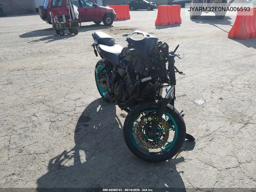 2022 Yamaha Mt07 VIN: JYARM32E0NA006593 Lot: 45368743