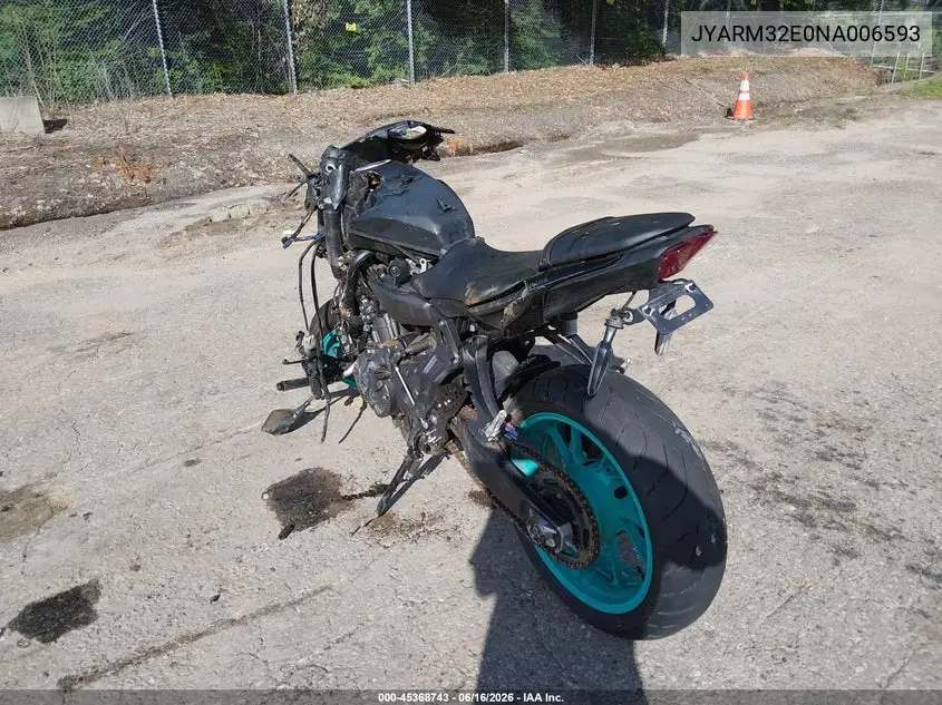 2022 Yamaha Mt07 VIN: JYARM32E0NA006593 Lot: 45368743