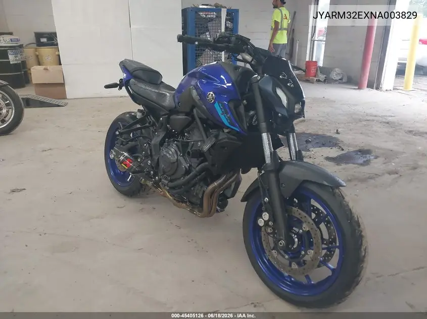 2022 Yamaha Mt07 VIN: JYARM32EXNA003829 Lot: 45405126