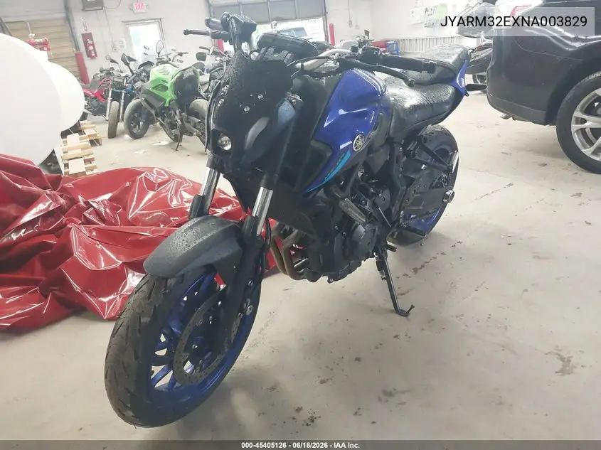 2022 Yamaha Mt07 VIN: JYARM32EXNA003829 Lot: 45405126