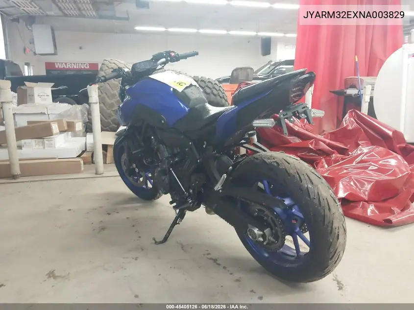 2022 Yamaha Mt07 VIN: JYARM32EXNA003829 Lot: 45405126