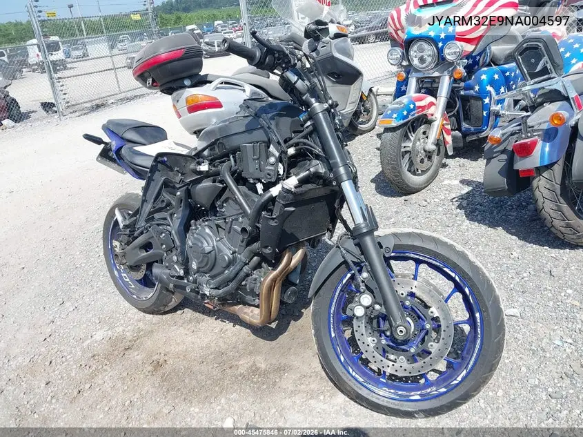 2022 Yamaha Mt07 VIN: JYARM32E9NA004597 Lot: 45475846