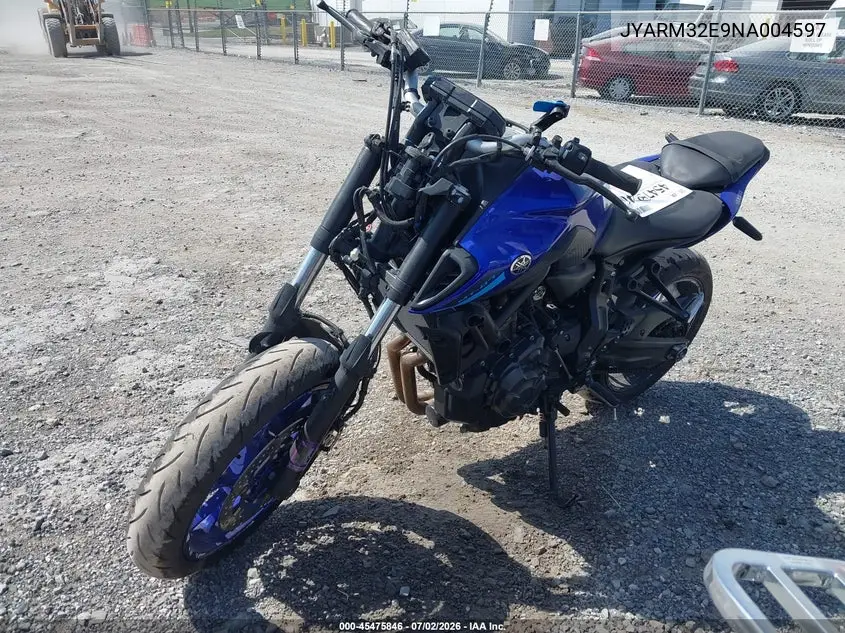 2022 Yamaha Mt07 VIN: JYARM32E9NA004597 Lot: 45475846