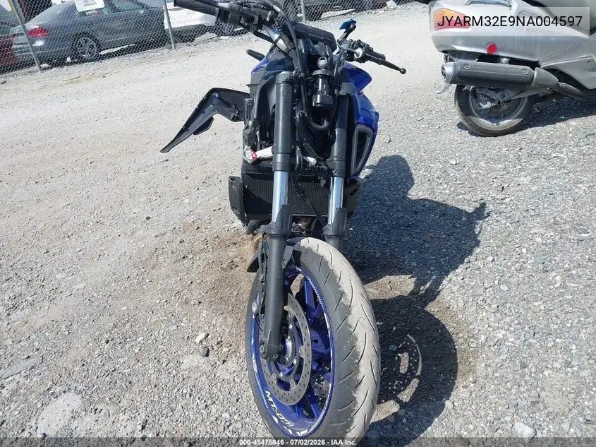 2022 Yamaha Mt07 VIN: JYARM32E9NA004597 Lot: 45475846