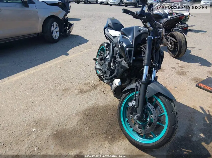 2022 Yamaha Mt07 VIN: JYARM32E3NA003283 Lot: 45535122