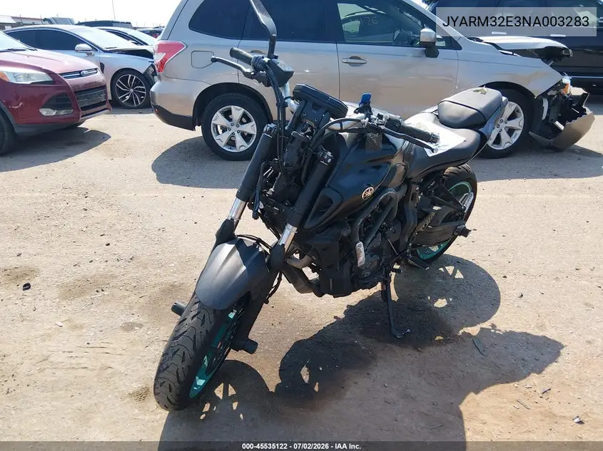 2022 Yamaha Mt07 VIN: JYARM32E3NA003283 Lot: 45535122