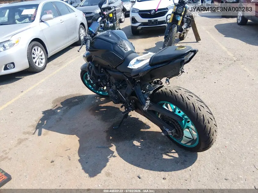 2022 Yamaha Mt07 VIN: JYARM32E3NA003283 Lot: 45535122