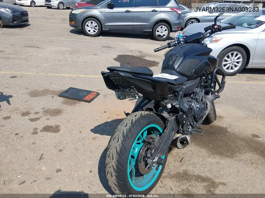 2022 Yamaha Mt07 VIN: JYARM32E3NA003283 Lot: 45535122