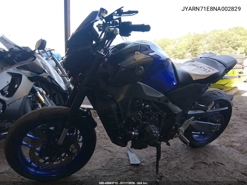 2022 Yamaha Mt09 VIN: JYARN71E8NA002829 Lot: 45663712