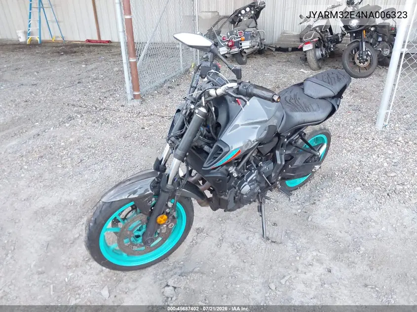 2022 Yamaha Mt07 VIN: JYARM32E4NA006323 Lot: 45687402