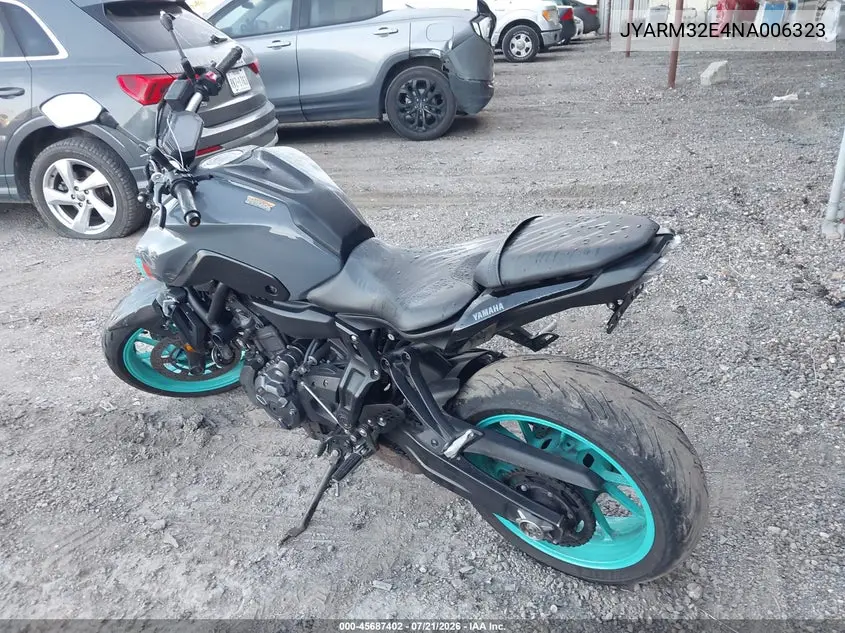 2022 Yamaha Mt07 VIN: JYARM32E4NA006323 Lot: 45687402