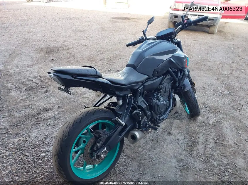 2022 Yamaha Mt07 VIN: JYARM32E4NA006323 Lot: 45687402