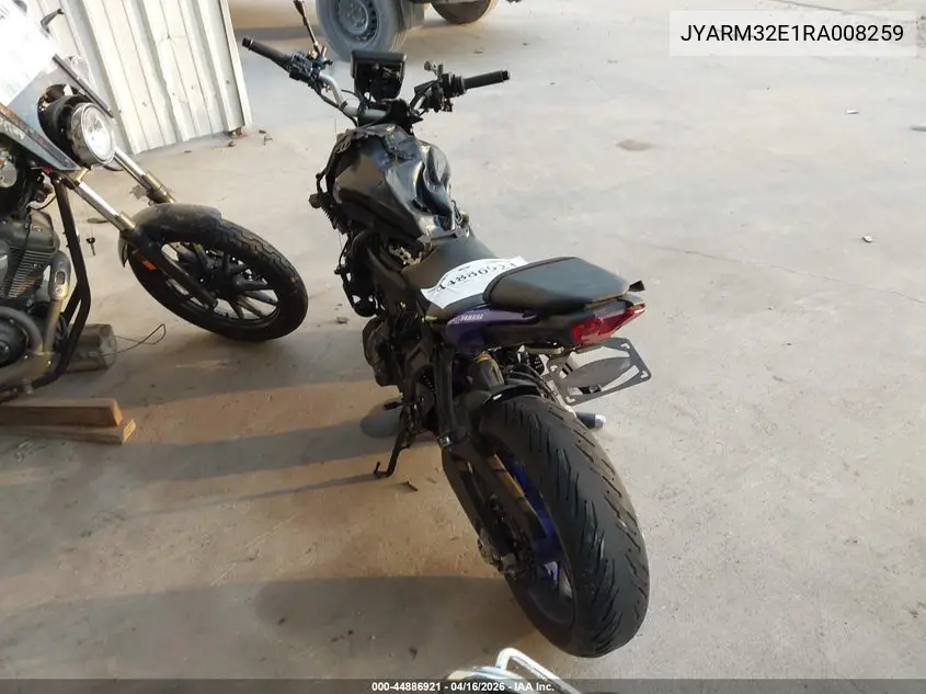 2024 Yamaha Mt07 VIN: JYARM32E1RA008259 Lot: 44886921