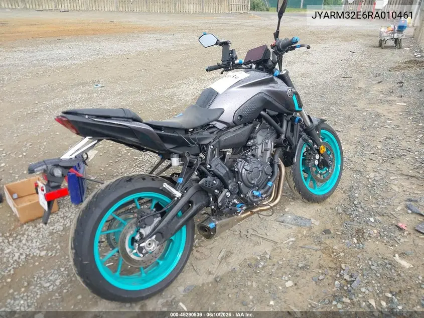 2024 Yamaha Mt07 VIN: JYARM32E6RA010461 Lot: 45290539
