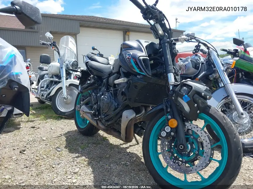 2024 Yamaha Mt07 VIN: JYARM32E0RA010178 Lot: 45424387