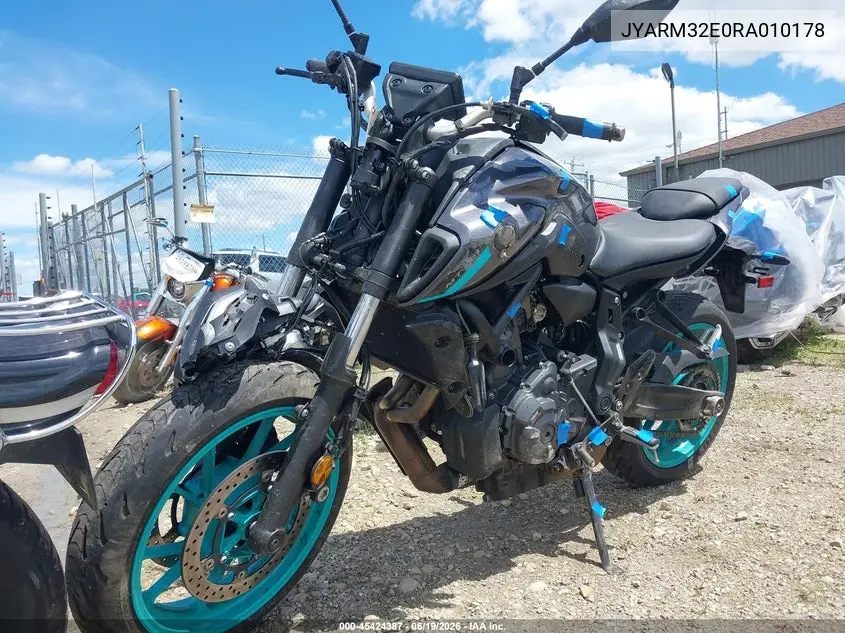 2024 Yamaha Mt07 VIN: JYARM32E0RA010178 Lot: 45424387