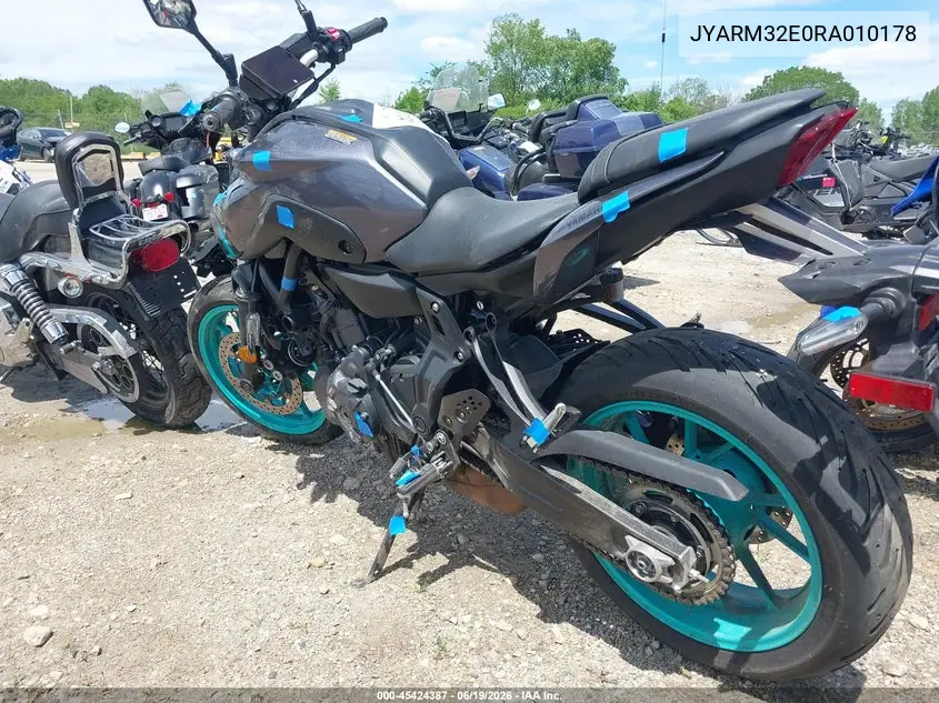2024 Yamaha Mt07 VIN: JYARM32E0RA010178 Lot: 45424387