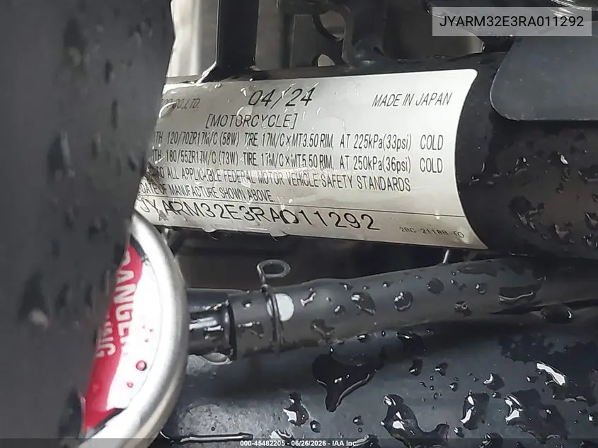 2024 Yamaha Mt07 VIN: JYARM32E3RA011292 Lot: 45482205