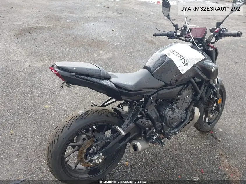 2024 Yamaha Mt07 VIN: JYARM32E3RA011292 Lot: 45482205