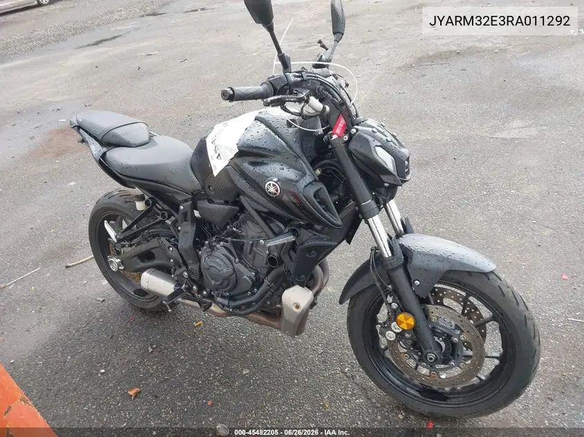 2024 Yamaha Mt07 VIN: JYARM32E3RA011292 Lot: 45482205
