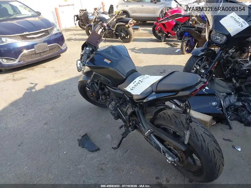 2024 Yamaha Mt07 VIN: JYARM32E6RA008354 Lot: 45592453