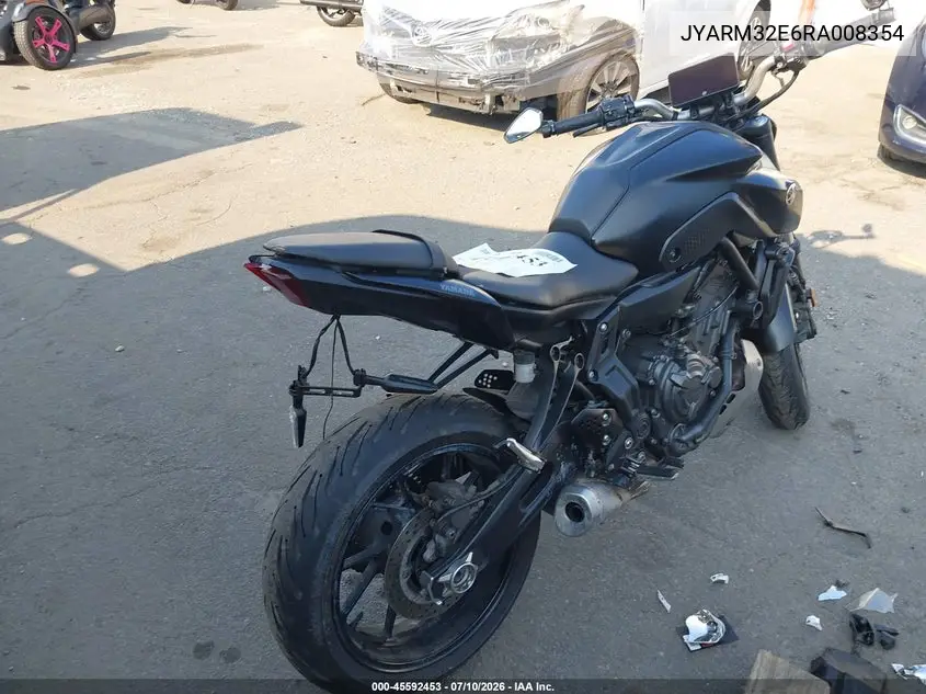 2024 Yamaha Mt07 VIN: JYARM32E6RA008354 Lot: 45592453