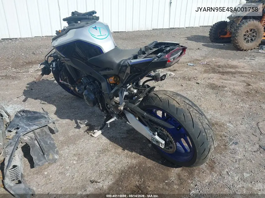 2025 Yamaha Mt09 Sp VIN: JYARN95E4SA001758 Lot: 45115598