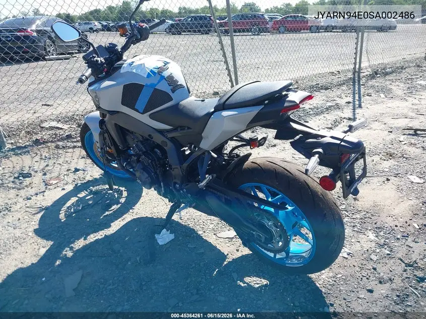2025 Yamaha Mt09 VIN: JYARN94E0SA002486 Lot: 45364261
