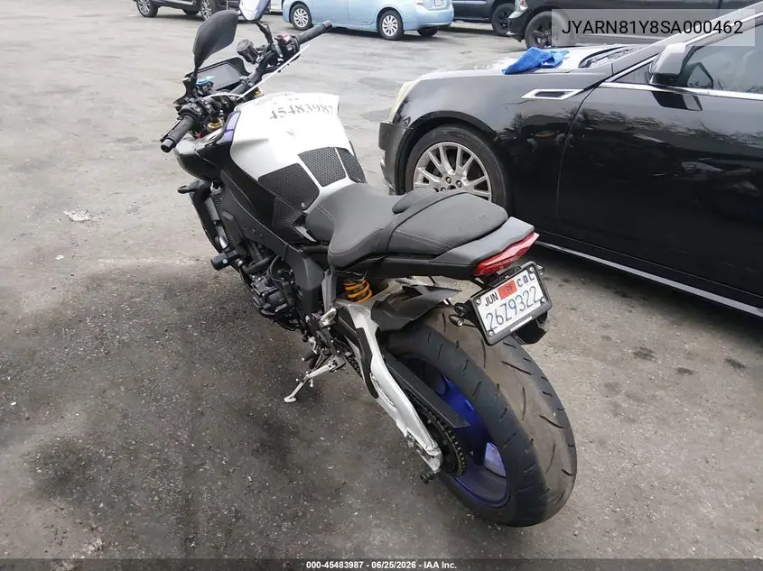 2025 Yamaha Mtn1000 Dc VIN: JYARN81Y8SA000462 Lot: 45483987
