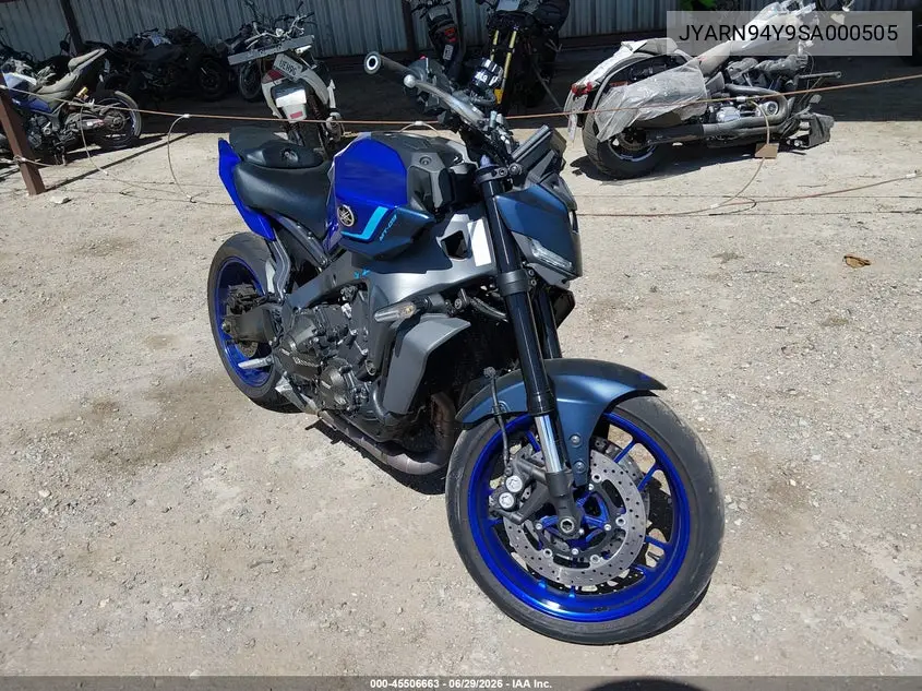 2025 Yamaha Mt09 C VIN: JYARN94Y9SA000505 Lot: 45506663