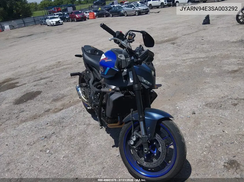 2025 Yamaha Mt09 VIN: JYARN94E3SA003292 Lot: 45681575