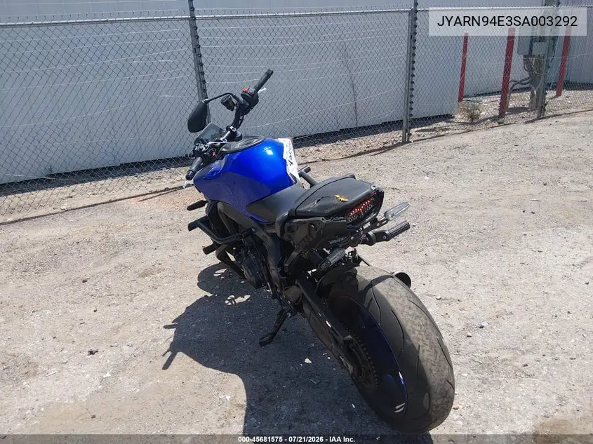 2025 Yamaha Mt09 VIN: JYARN94E3SA003292 Lot: 45681575