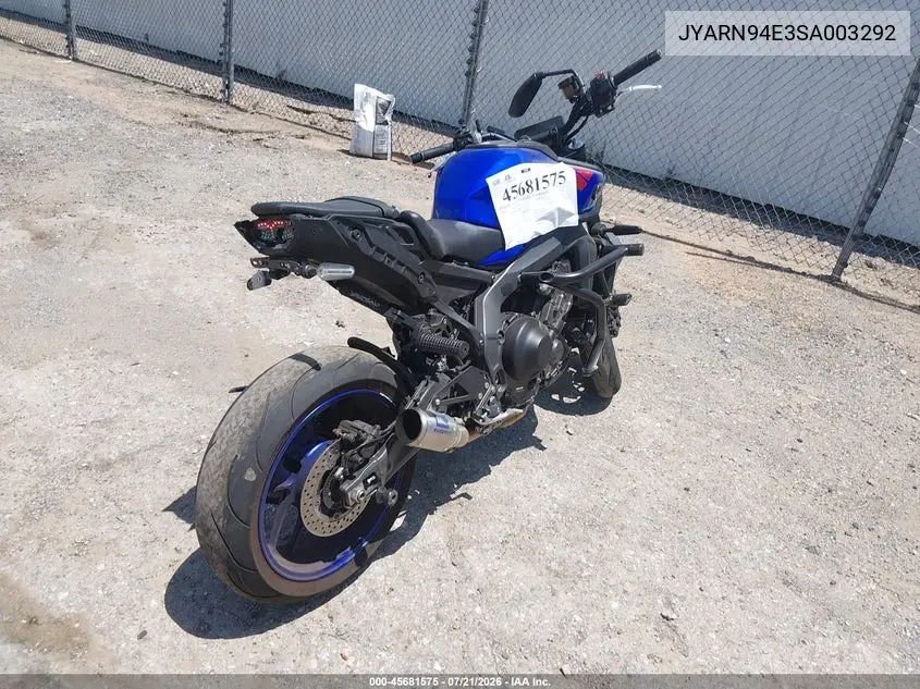 2025 Yamaha Mt09 VIN: JYARN94E3SA003292 Lot: 45681575