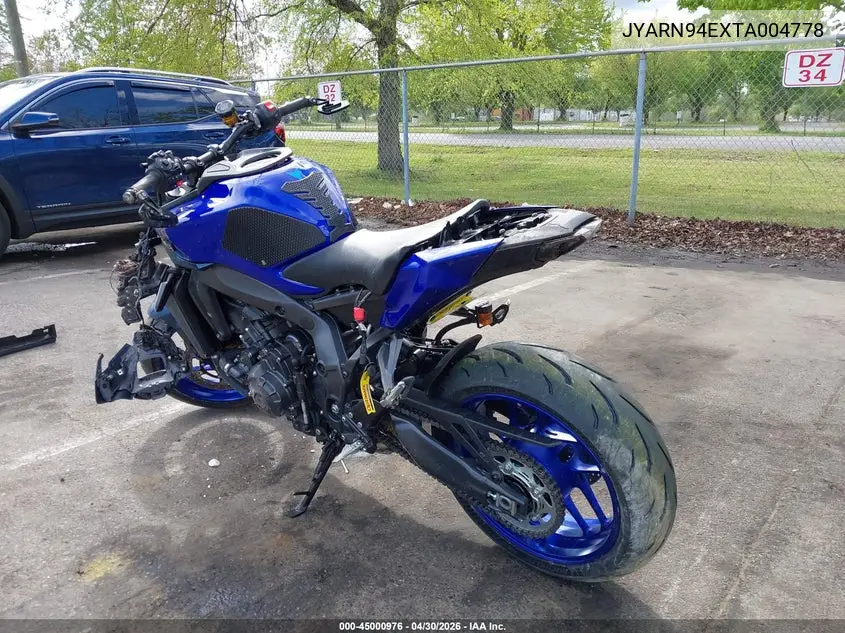 2026 Yamaha Mt09 VIN: JYARN94EXTA004778 Lot: 45000976