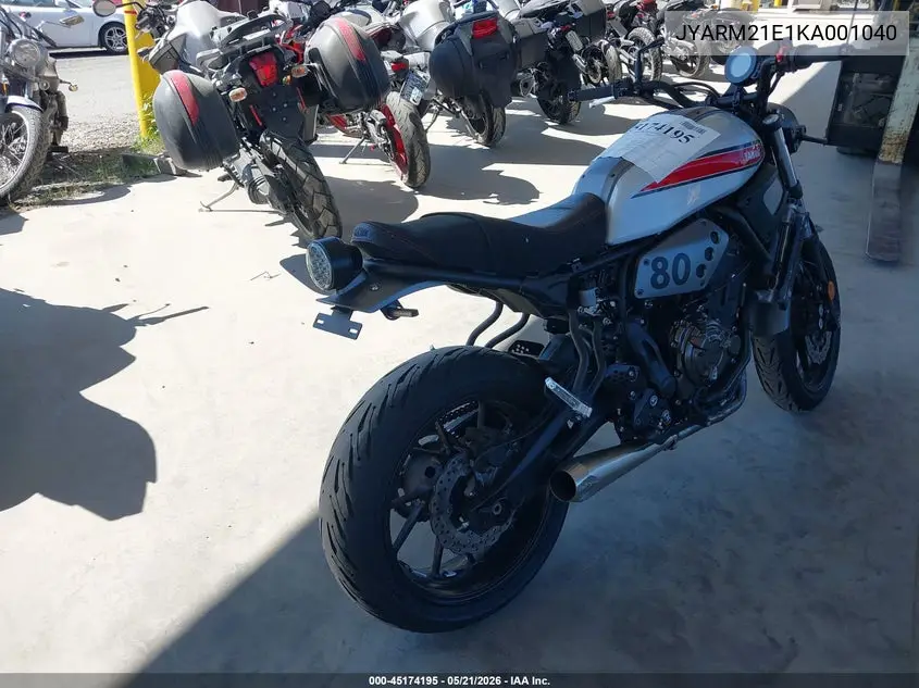 2019 Yamaha Xsr700 VIN: JYARM21E1KA001040 Lot: 45174195