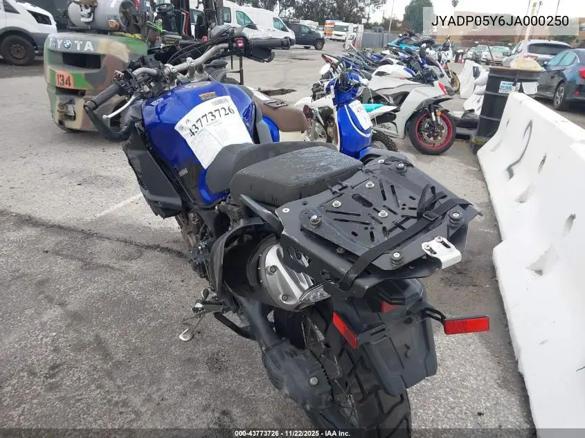 2018 Yamaha Xt1200Ze VIN: JYADP05Y6JA000250 Lot: 43773726