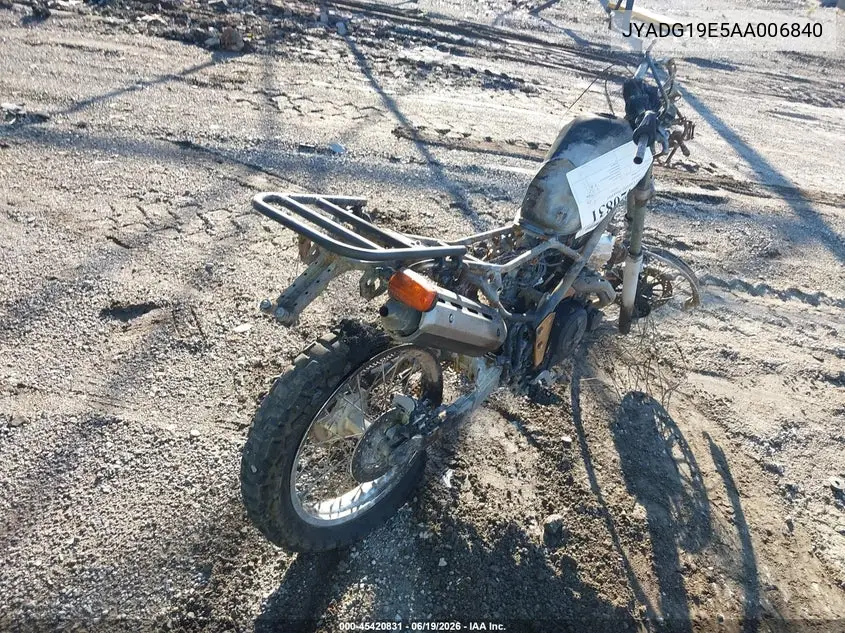 2010 Yamaha Xt250 VIN: JYADG19E5AA006840 Lot: 45420831