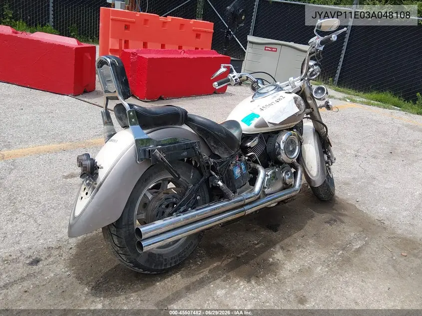 2003 Yamaha Xvs1100 A VIN: JYAVP11E03A048108 Lot: 45507482