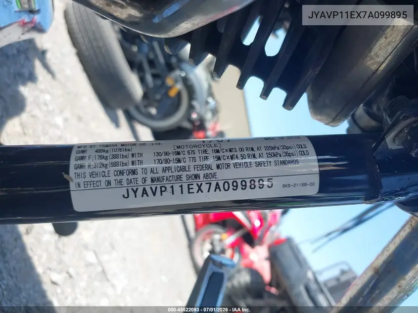 2007 Yamaha Xvs1100 VIN: JYAVP11EX7A099895 Lot: 45522093