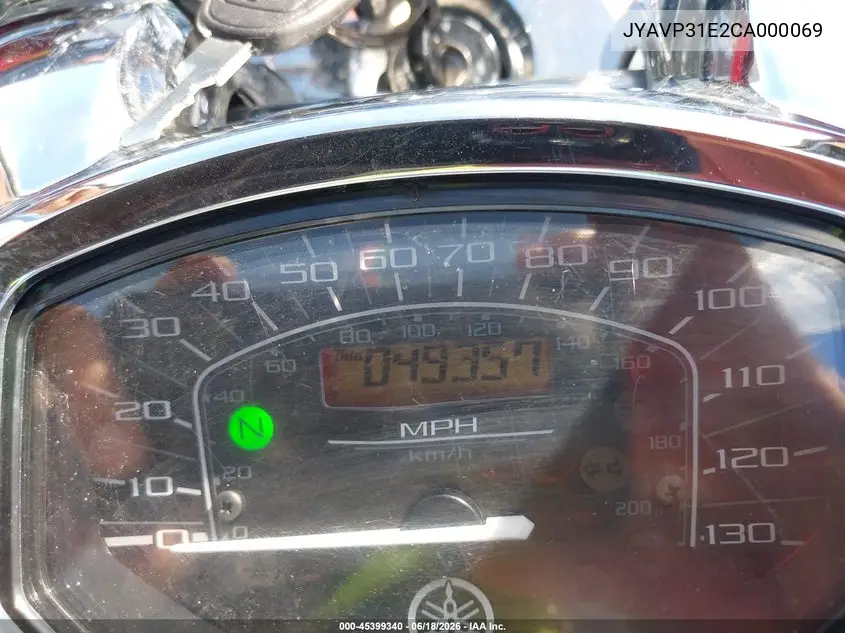 2012 Yamaha Xvs1300 A VIN: JYAVP31E2CA000069 Lot: 45399340
