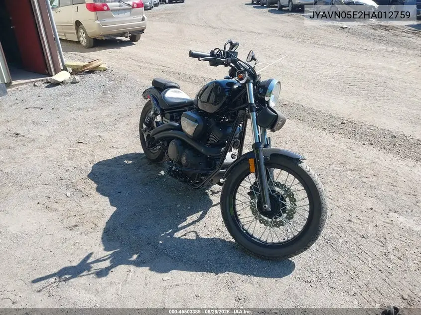 2017 Yamaha Xvs950 Cu/Cuc VIN: JYAVN05E2HA012759 Lot: 45503385
