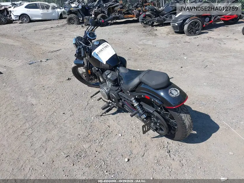 2017 Yamaha Xvs950 Cu/Cuc VIN: JYAVN05E2HA012759 Lot: 45503385