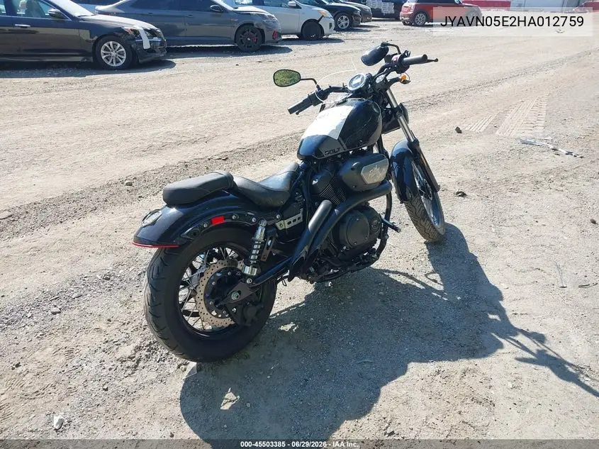 2017 Yamaha Xvs950 Cu/Cuc VIN: JYAVN05E2HA012759 Lot: 45503385