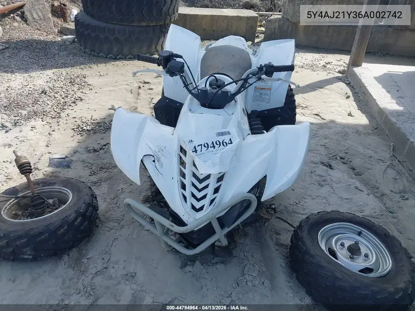 2006 Yamaha Yfm450 Fas VIN: 5Y4AJ21Y36A002742 Lot: 44794964