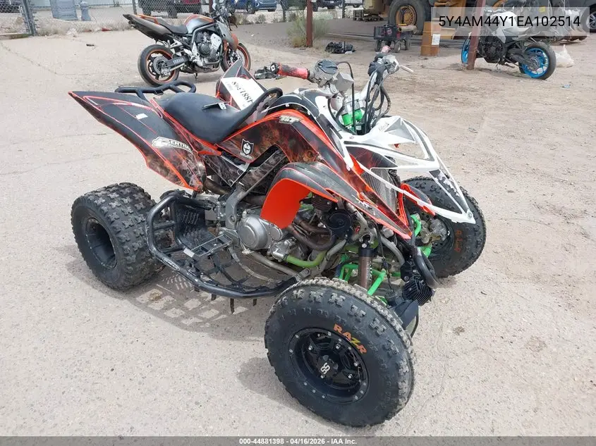 2014 Yamaha Yfm700 R VIN: 5Y4AM44Y1EA102514 Lot: 44881398
