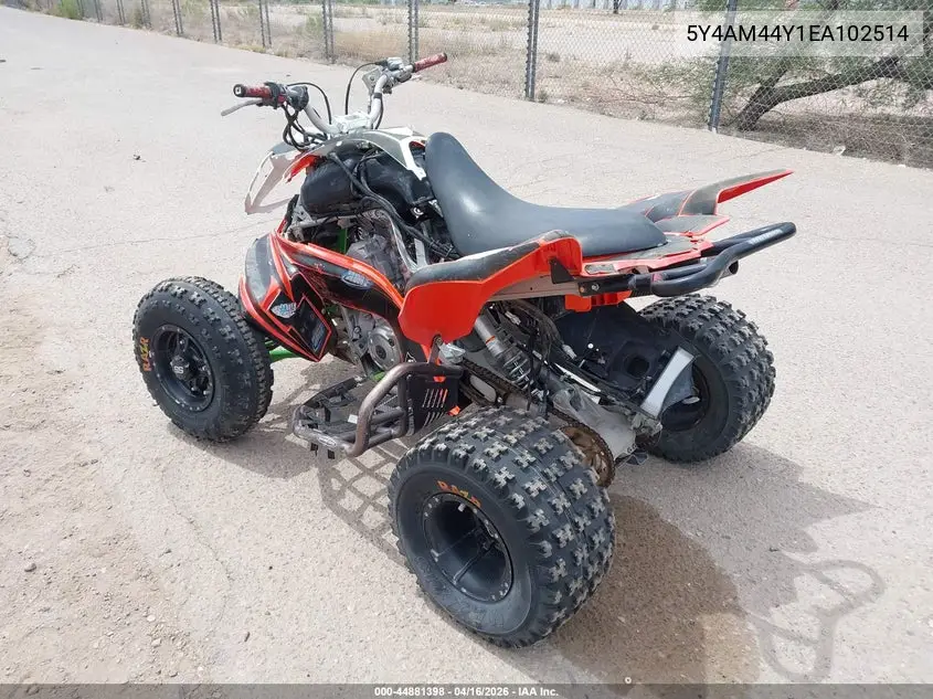 2014 Yamaha Yfm700 R VIN: 5Y4AM44Y1EA102514 Lot: 44881398
