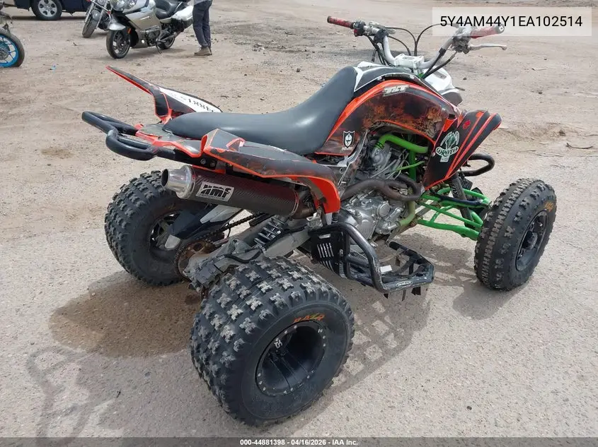 2014 Yamaha Yfm700 R VIN: 5Y4AM44Y1EA102514 Lot: 44881398